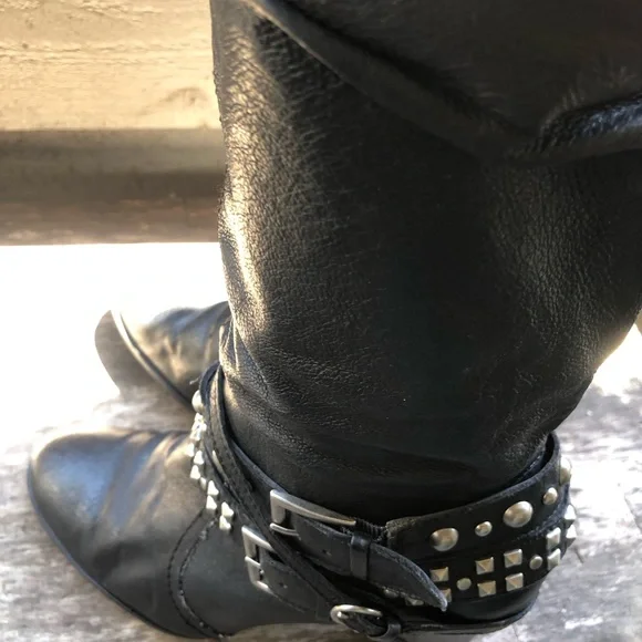 Kelly & Katie Becca Black Leather Studs Knee High Boots Size 8.5M - Picture 9 of 15